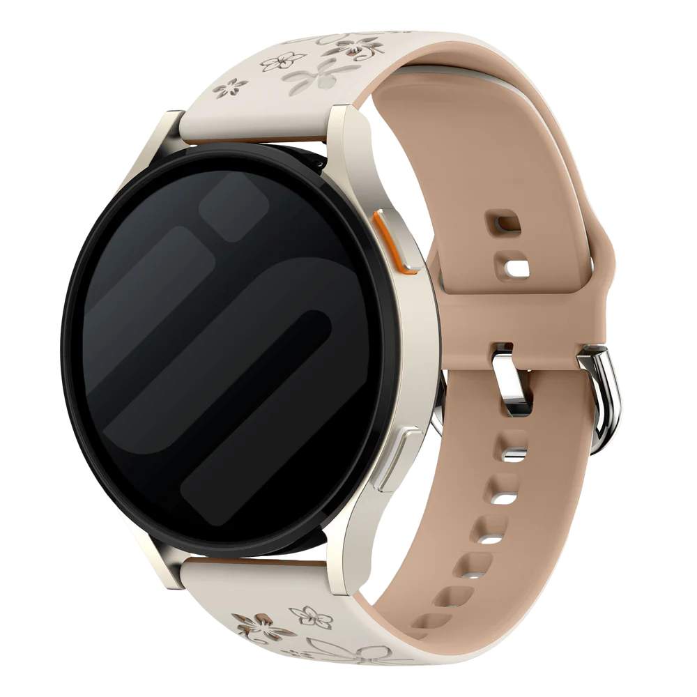 Bracelet silicone à fleurs OnePlus Watch 3 - 43mm (lumière stellaire/beige)