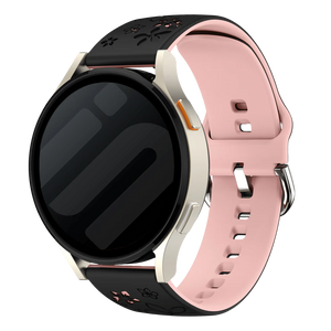 Bracelet silicone à fleurs Withings ScanWatch 2 - 38mm (noir/rose clair)