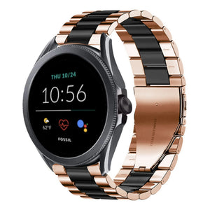 Steel Strap, rose gold/black, on a watch, 3/4 front view