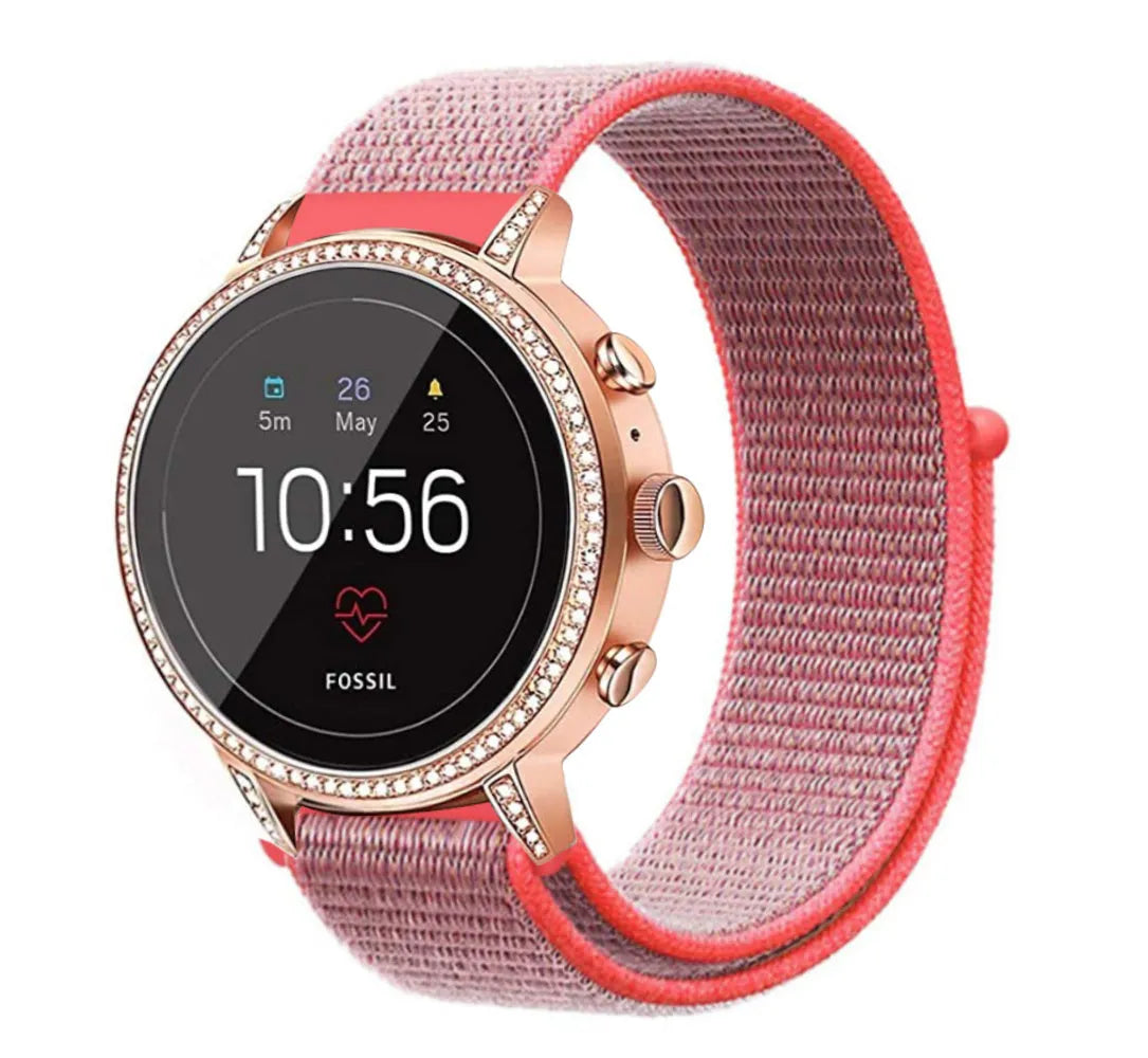 Bracelet nylon Fossil Gen 4 Venture HR (rose/rouge)