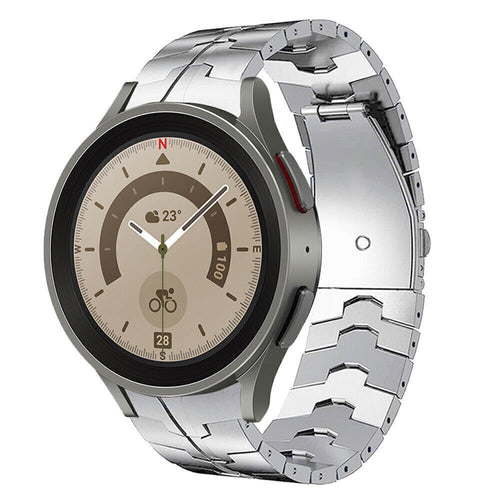 Steel Iron Strap, silver, on a watch, 3/4 front view