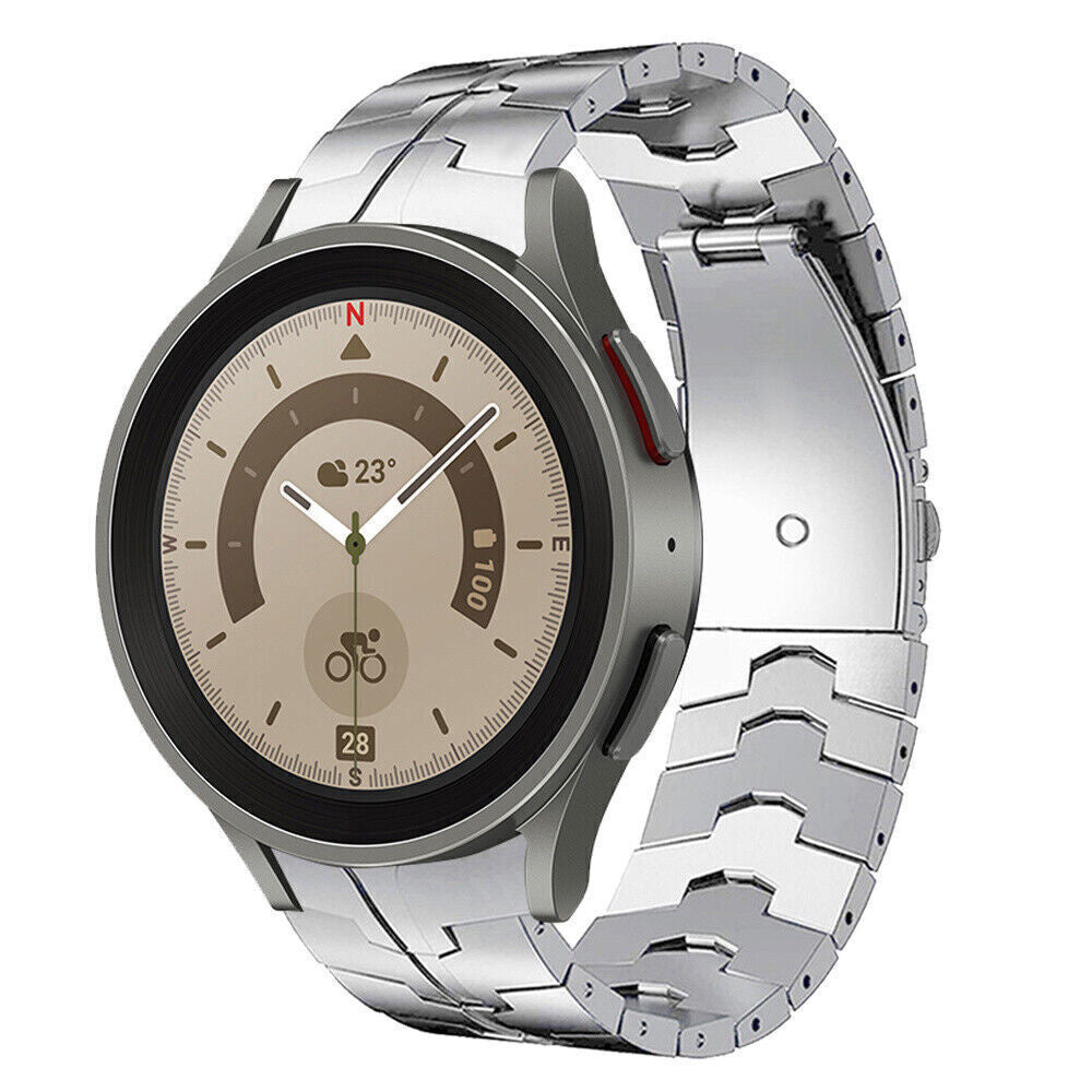 Steel Iron Strap, silver, on a watch, 3/4 front view