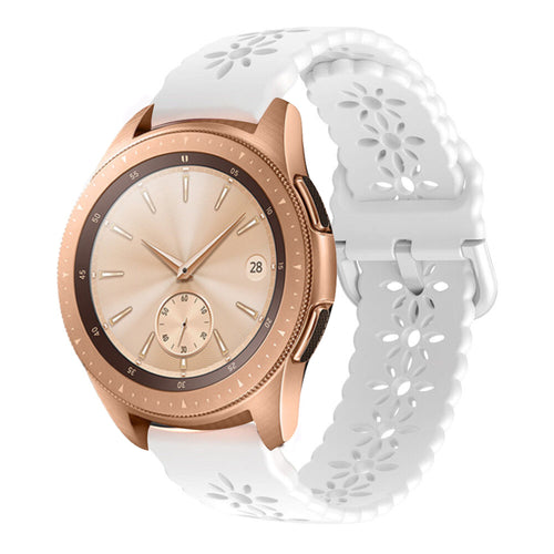 Patterned Silicone Strap, white, on a watch, 3/4 front view