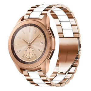 Steel Strap, rose gold/white, on a watch, 3/4 front view
