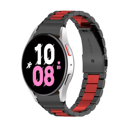 Steel Strap, black/red, on a watch, 3/4 front view
