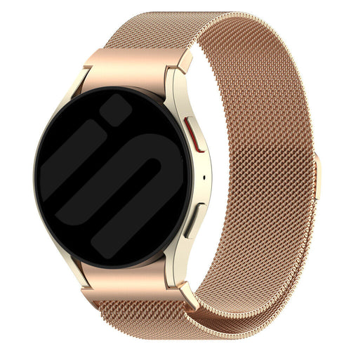 Milanese Strap 'One Push', rose gold, on a watch, 3/4 front view
