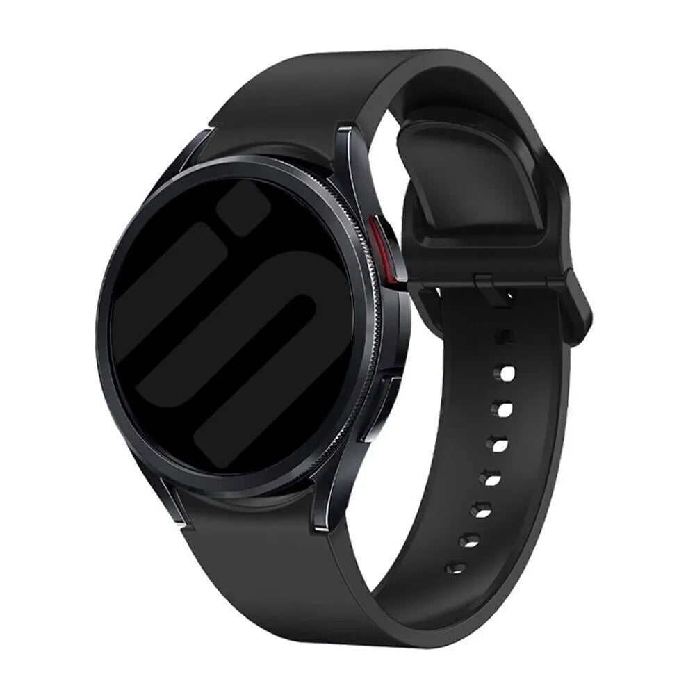 Silicone Strap 'One Push', black, on a watch, 3/4 front view