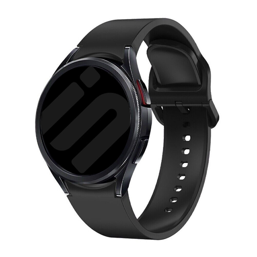 Silicone Strap 'One Push', black, on a watch, 3/4 front view