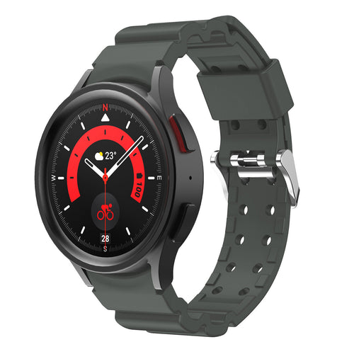 Silicone Strap 'Armour', dark grey, on a watch, 3/4 front view