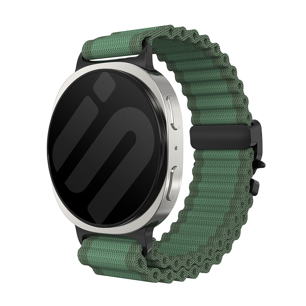 Bracelet nylon Outdoor avec boucle en P Samsung Galaxy Watch 8 - 40mm (vert avec noir)