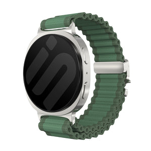 Bracelet nylon Outdoor avec boucle en P Samsung Galaxy Watch 8 - 44mm (vert avec argent)