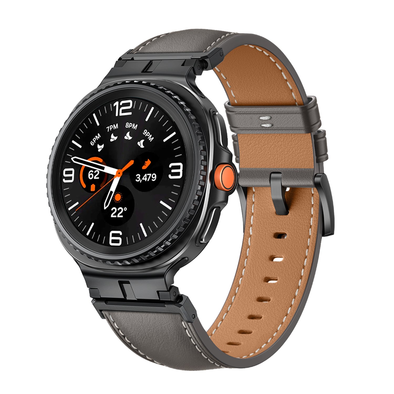 Bracelet cuir Premium Samsung Galaxy Watch 8 - 44mm (gris)