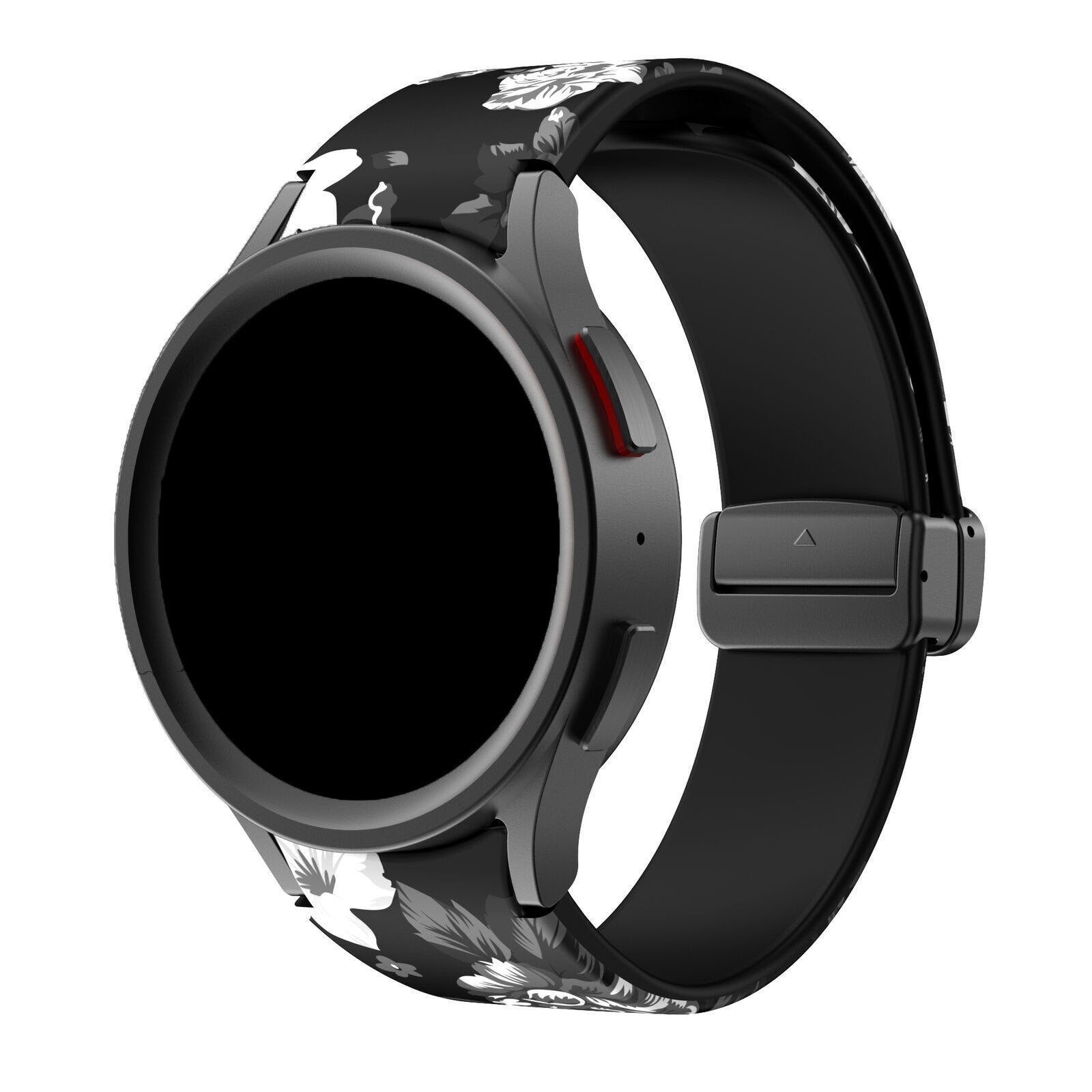 Silicone Magnetic Patterned Strap, on a watch, 3/4 front view