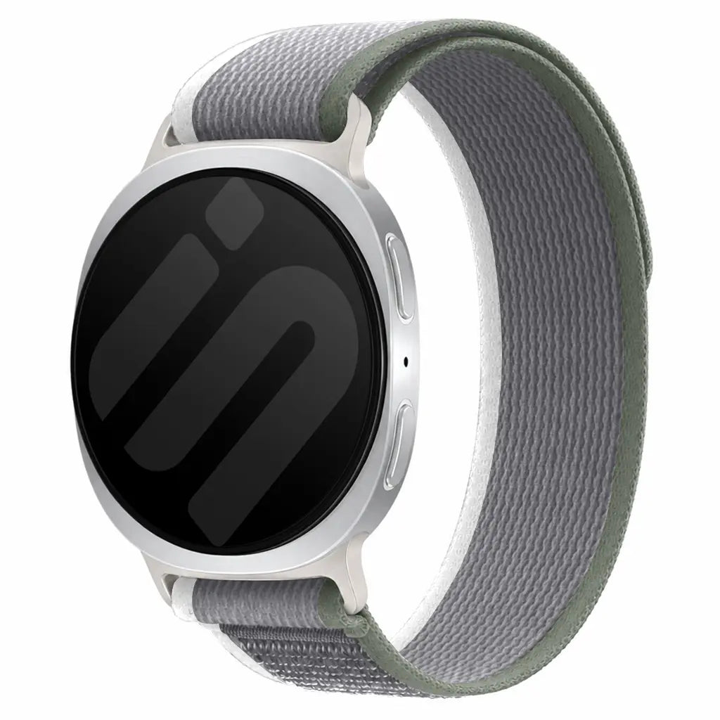Trail Nylon Strap, grey, on a watch, 3/4 front view