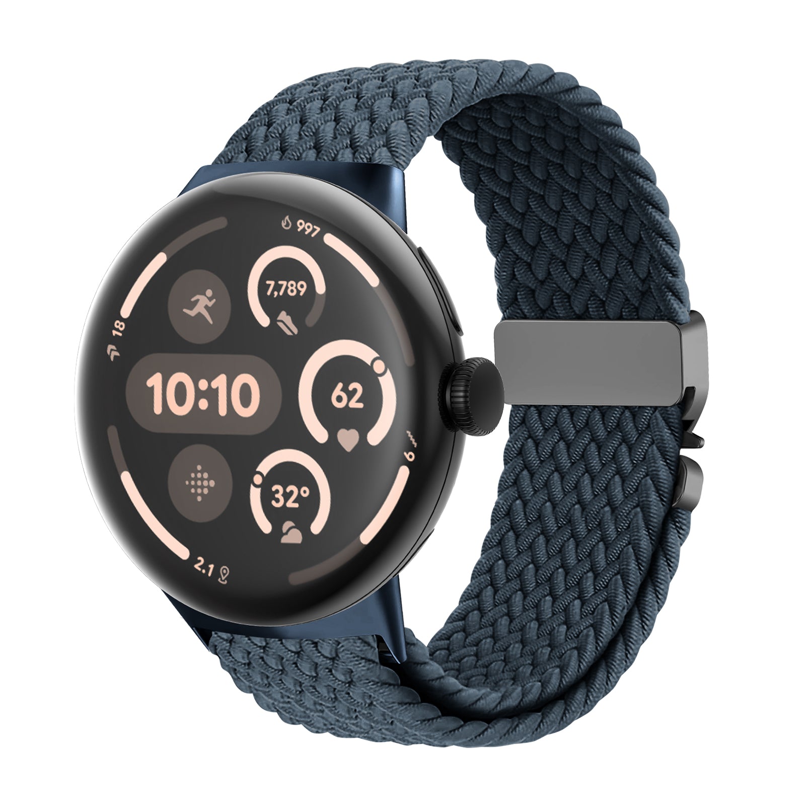 Bracelet tressé à maillons-P Google Pixel Watch 3 - 45mm (bleu-gris)