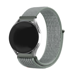 Nylon Strap, grey-green, on a watch, 3/4 front view