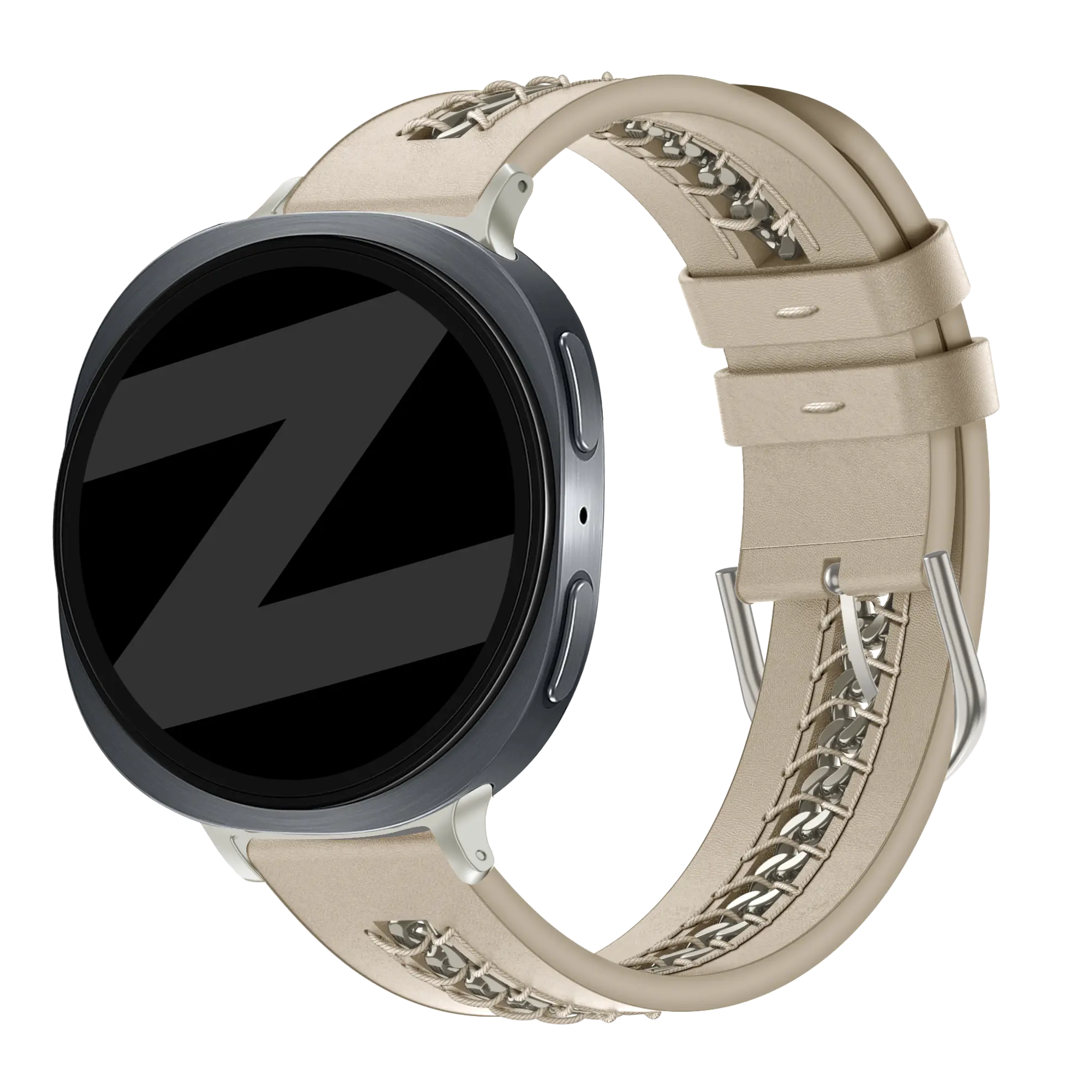Bandz Bracelet cuir 'Chains' Samsung Galaxy Watch 8 - 44mm (beige)