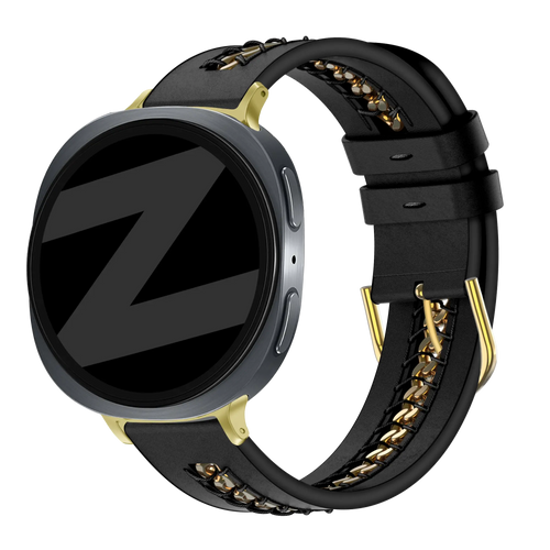 Bandz Bracelet cuir 'Chains' Samsung Galaxy Watch 9 - 44mm (noir)