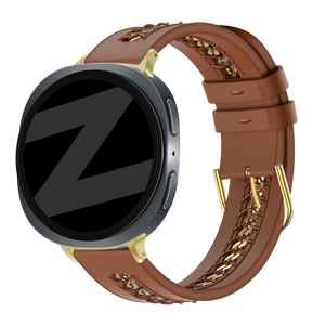 Bandz Bracelet cuir 'Chains' Samsung Galaxy Watch 9 - 44mm (marron)