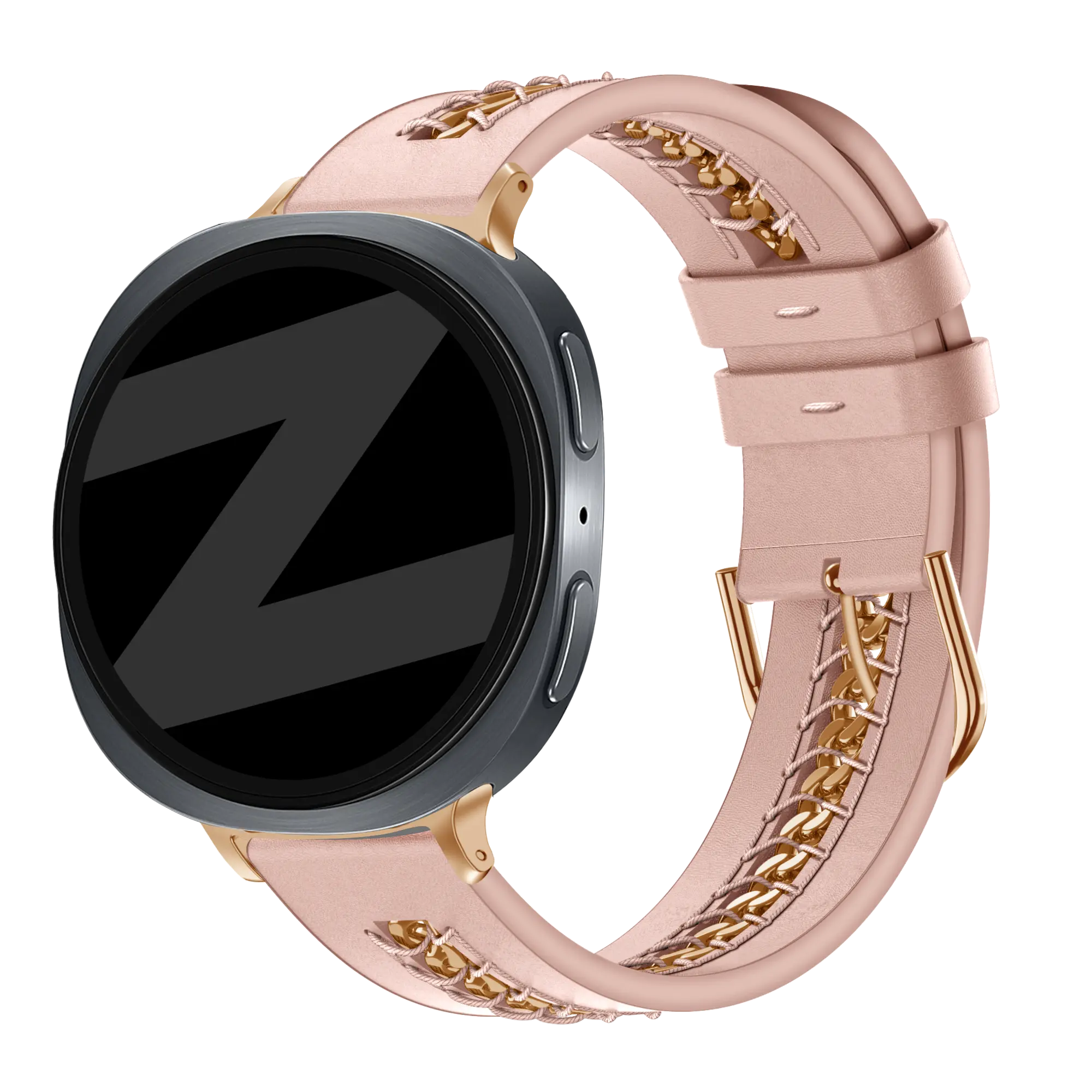 Bandz Samsung Galaxy Watch 9 - 40mm Leather Strap 'Chains' (Pink)