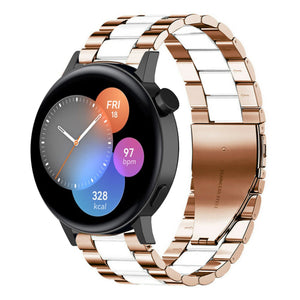 Steel Strap, rose gold/white, on a watch, 3/4 front view