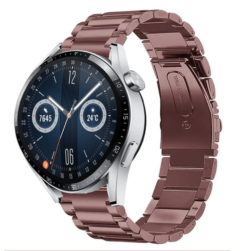 Steel Strap, bronze, on a watch, 3/4 front view