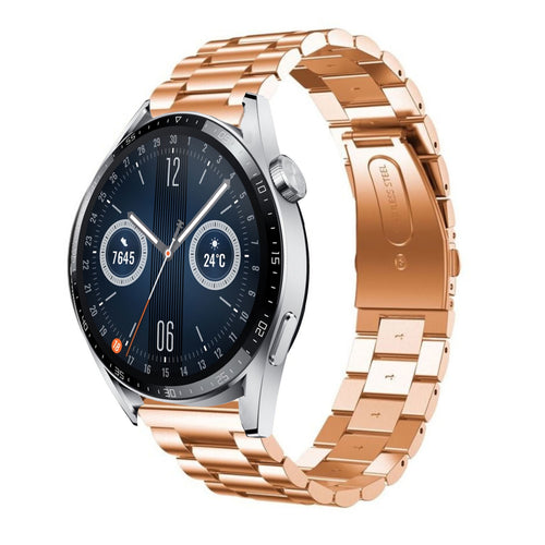 Steel Strap, rose gold, on a watch, 3/4 front view
