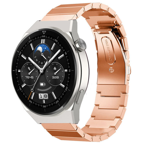 Premium Metal Strap, rose gold, on a watch, 3/4 front view