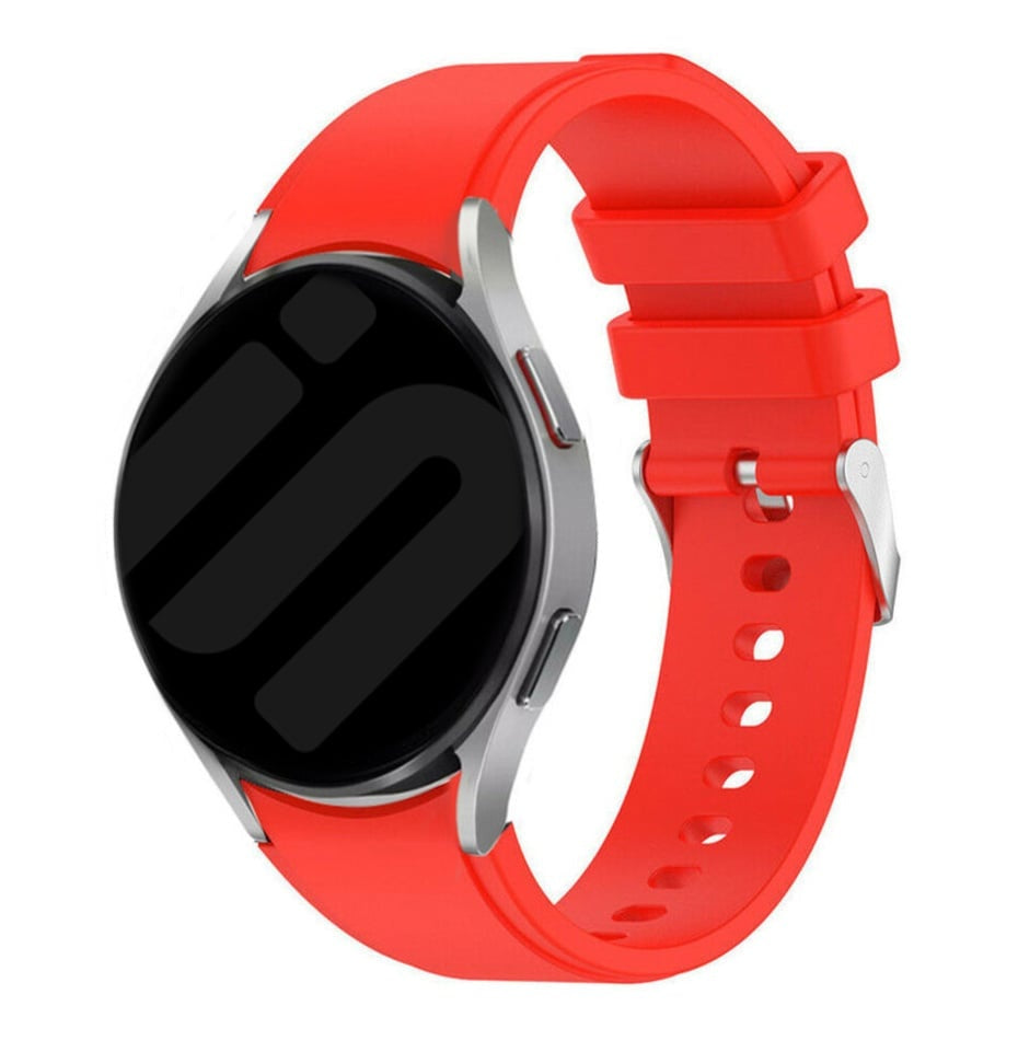 Silicone Strap 'Perfect Fit', bright red, on a watch, 3/4 front view