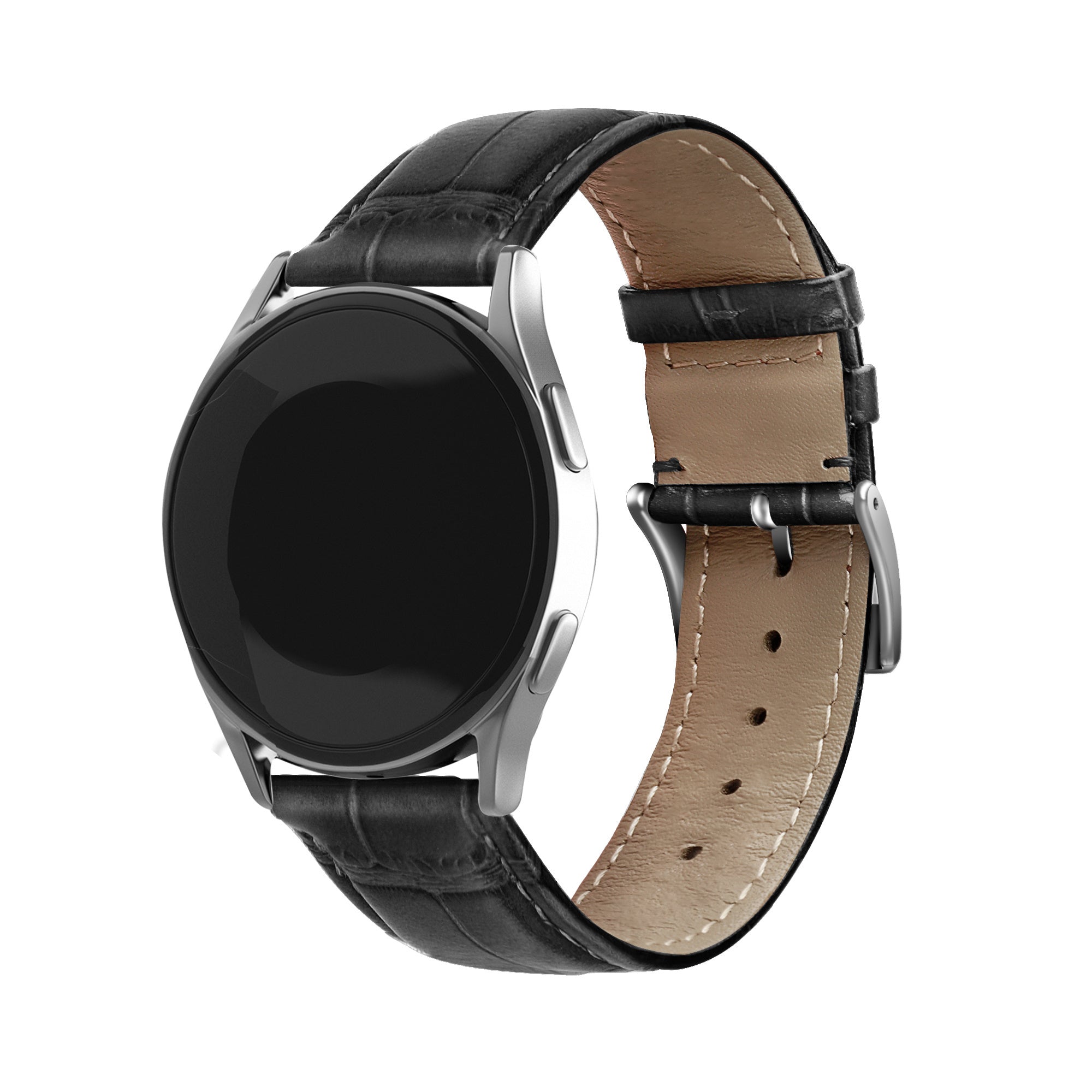 Bracelet cuir crocodile granulé Withings ScanWatch 2 - 42mm (noir)