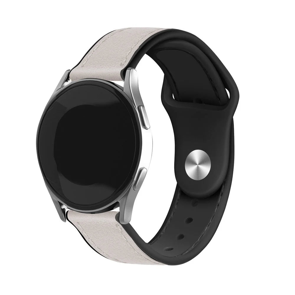 Bracelet montre cuir hybride 22mm -  universal (blanc)
