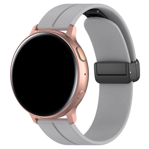 D-Buckle Silicone Strap, light grey, on a watch, 3/4 front view