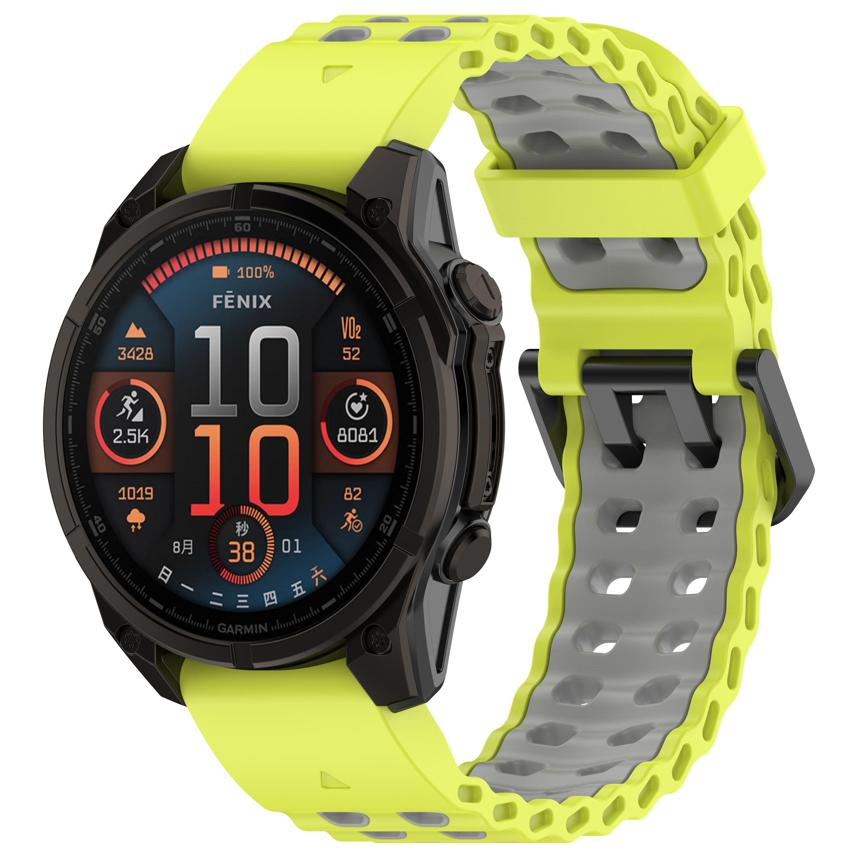 Bracelet sport ondulé Garmin Descent Mk1 (citron vert/gris foncé)