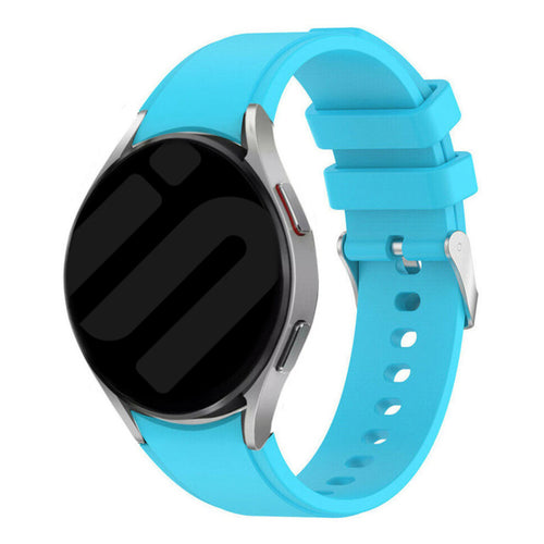 Silicone Strap 'Perfect Fit', light blue, on a watch, 3/4 front view