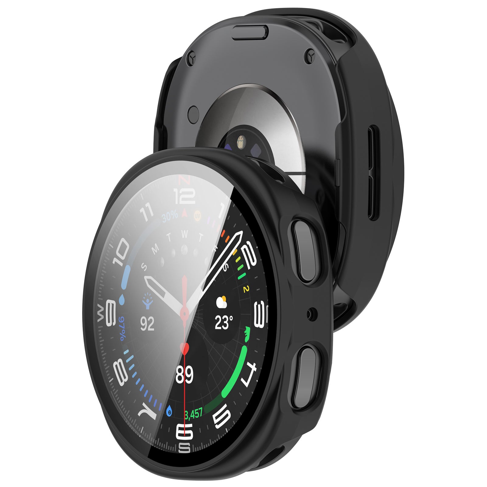 Coque rigide avec vitre pour Samsung Galaxy Watch 8 / 9 40mm (noir)