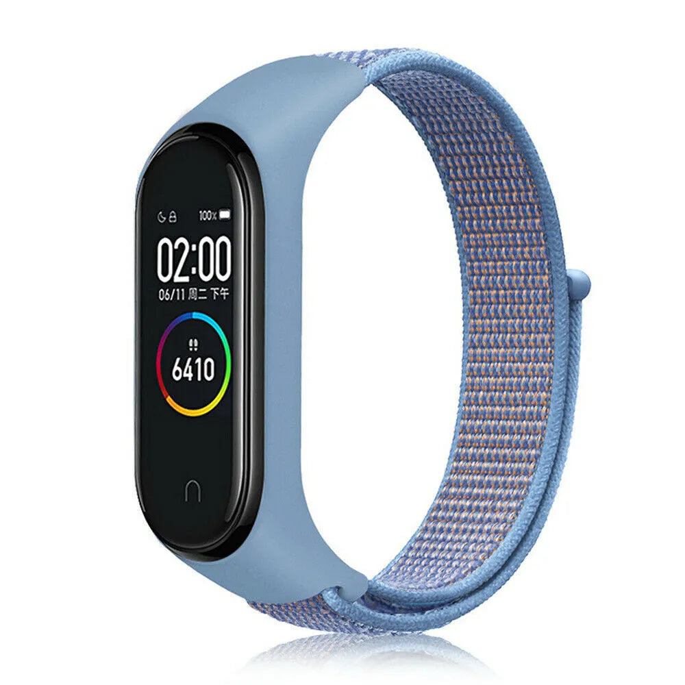 Nylon Strap, light blue, on a watch, 3/4 front view