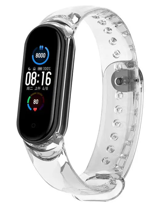 Silicone Colour Changing Crystal, transparent, on a watch, 3/4 front view