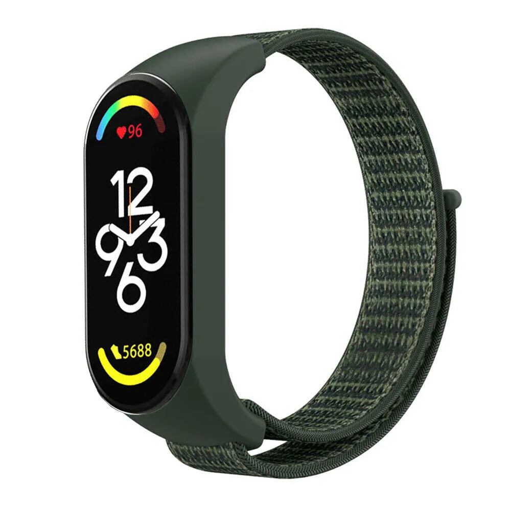 Nylon Strap, army green, on a watch, 3/4 front view