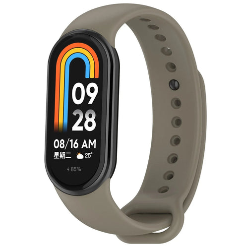 Silicone Strap, dark grey, on a watch, 3/4 front view
