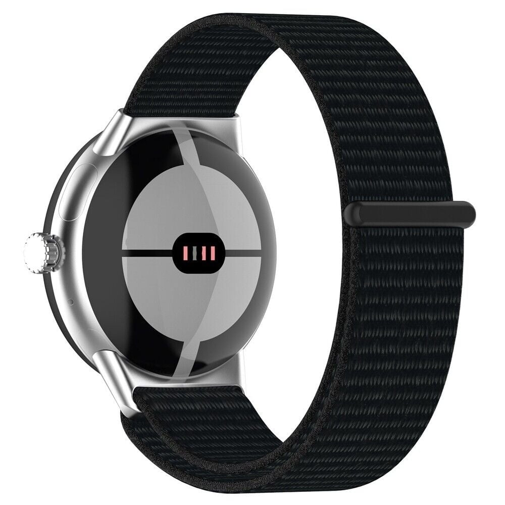 Nylon Strap, black, on a watch, 3/4 front view