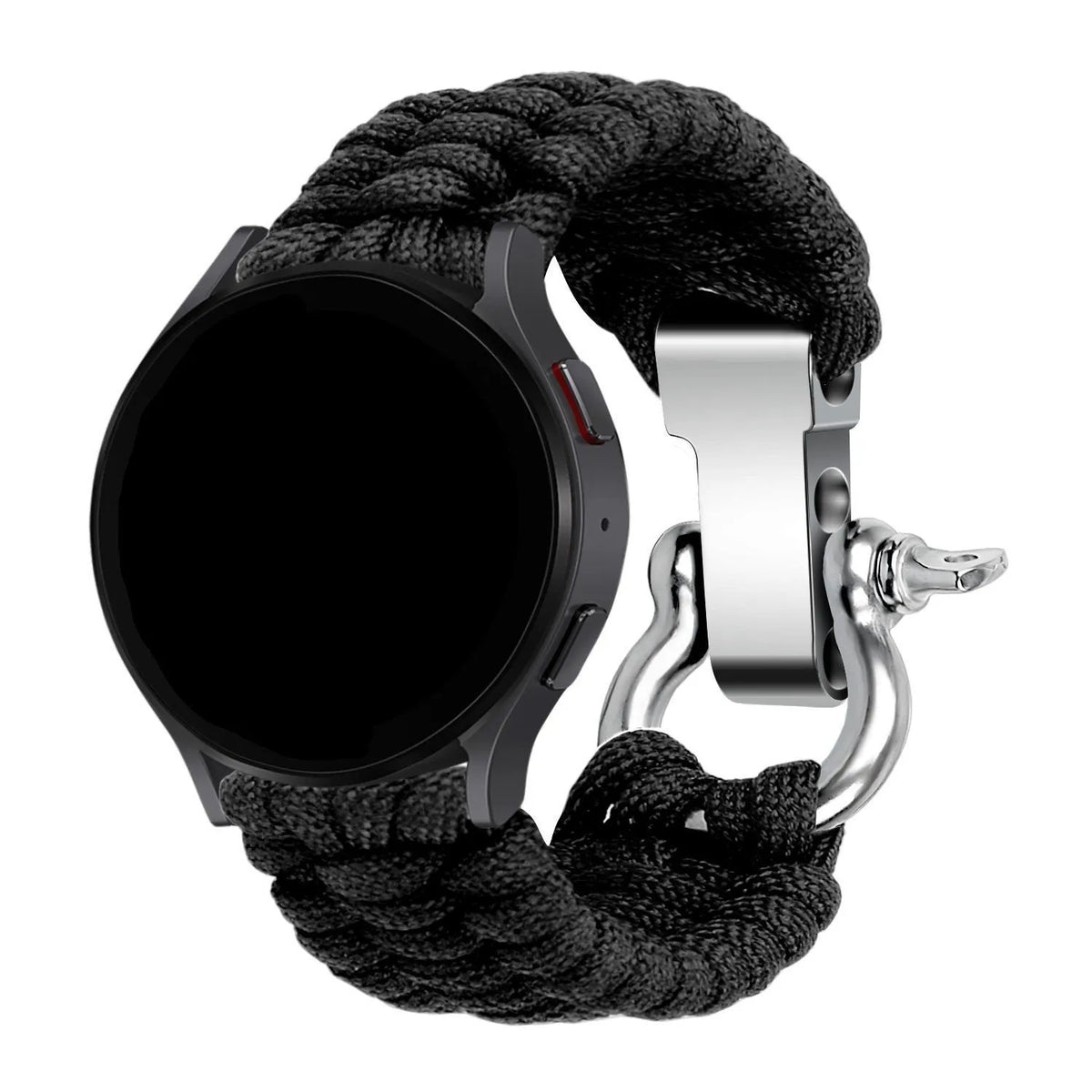 Nylon Rope Strap, black, on a watch, 3/4 front view