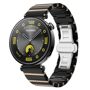 Bracelet ceramique perlée Huawei Watch 5 - 46mm (noir/rose doré)