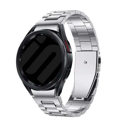 Steel Strap 'One Push', silver, on a watch, 3/4 front view