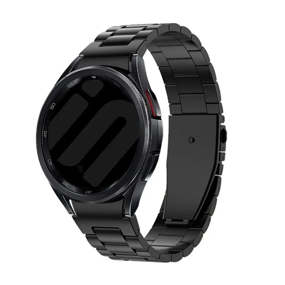 Steel Strap 'One Push', black, on a watch, 3/4 front view