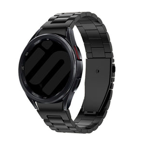 Steel Strap 'One Push', black, on a watch, 3/4 front view