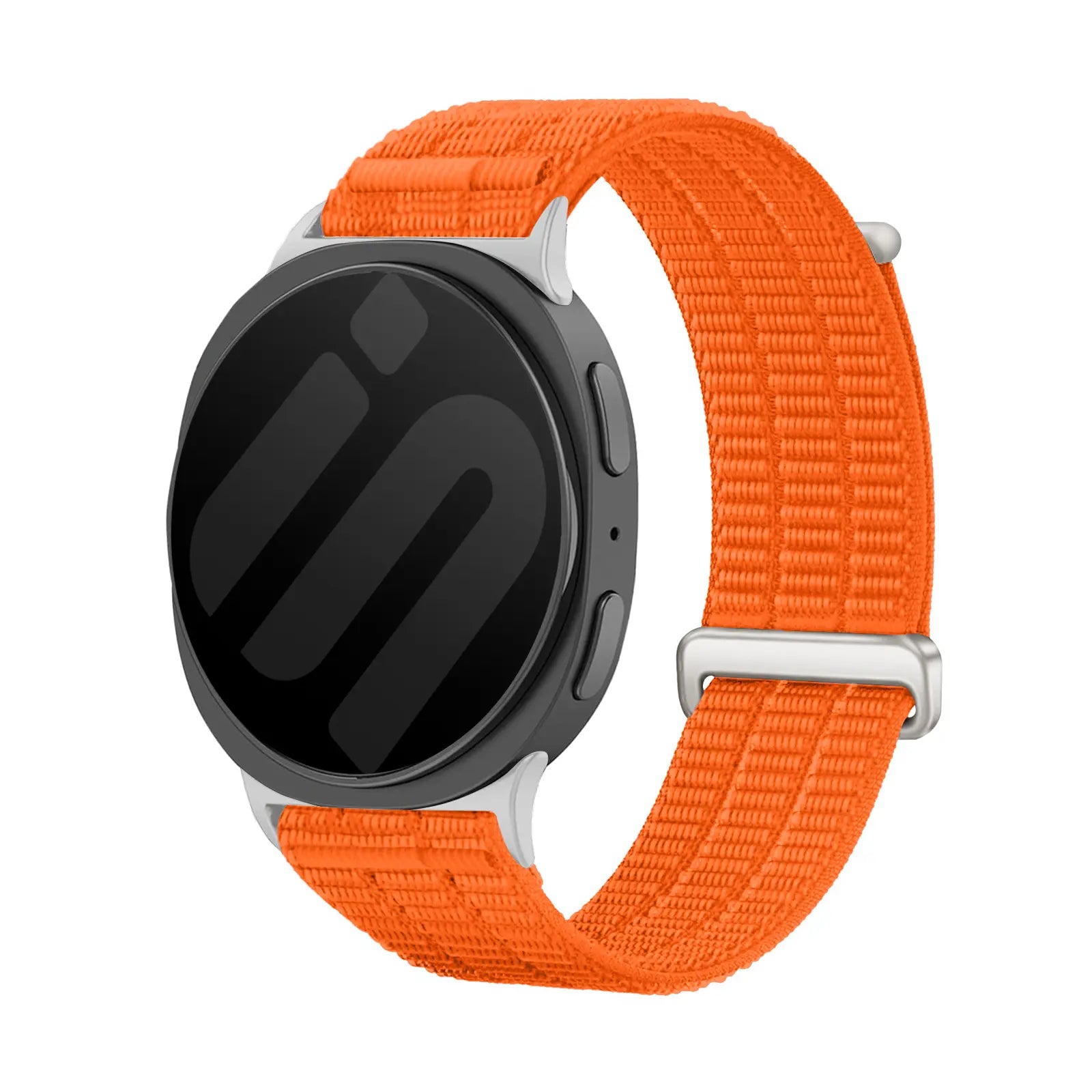 Nylon Air Strap, orange, on a watch, 3/4 front view