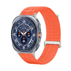Nylon Air Strap, orange, on a watch, 3/4 front view