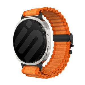 Bracelet nylon Outdoor avec boucle en P Samsung Galaxy Watch 8 - 40mm (orange avec noir)