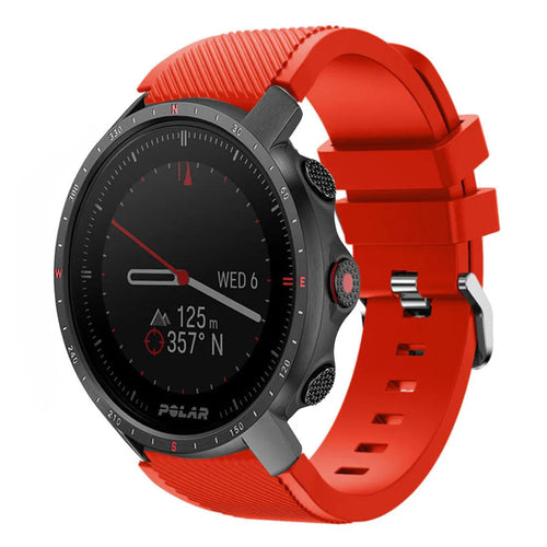 Twill Silicone Strap, red, on a watch, 3/4 front view