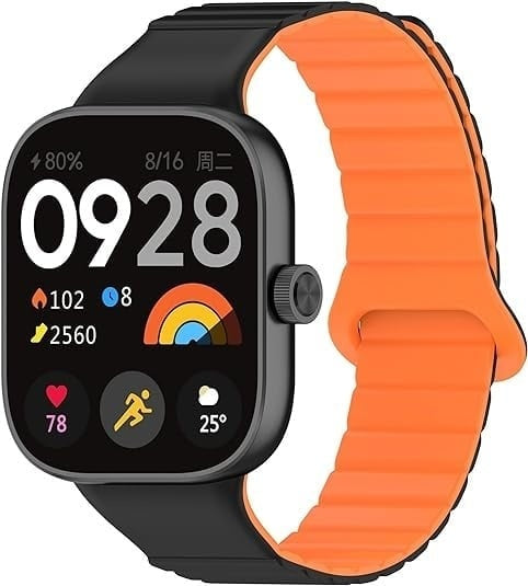 Xiaomi Smart Band 8 Pro Magnetic Silicone Strap (Black/Orange)